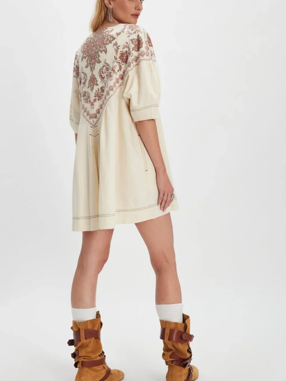 FREE PEOPLE Orson Mini Dress / Ivory Combo - Picture 3 of 9